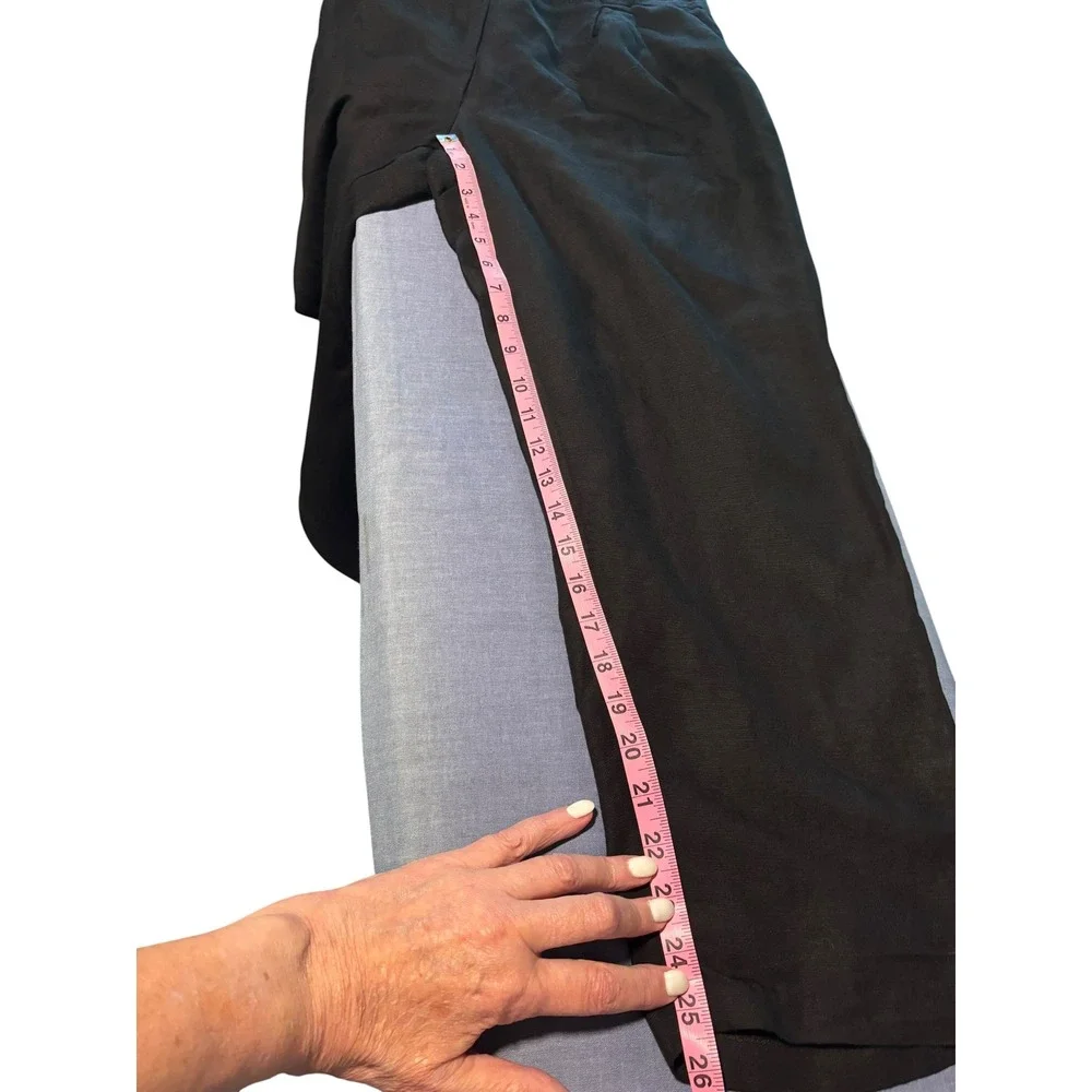 H&M Black Linen Blend Pleated Pants Women's SZ 12 Elastic Waist. Lagenlook. Cool